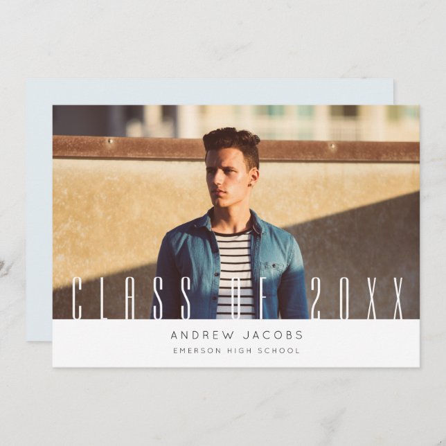 Modernes Typ Foto Abschluss Ankündigung Party (Vorne/Hinten)