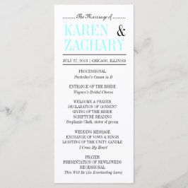 Modernes Typografie Black and Aqua Wedding Program Programm