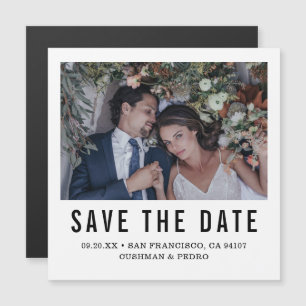 Modernes Typografie-Foto bei Hochzeiten rettet das Magneteinladung