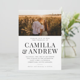 Modernes Typografie-Foto Elegante Hochzeit Einladung