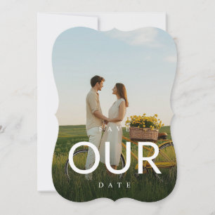 Modernes Typografie-Foto Hochzeit rettet die Daten Einladung