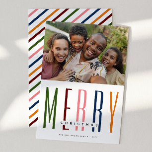Modernes Typografie-Foto "MERRY" Feiertagskarte