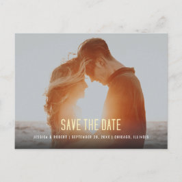 Modernes Typografie-Foto Save the Date einfach Einladungspostkarte