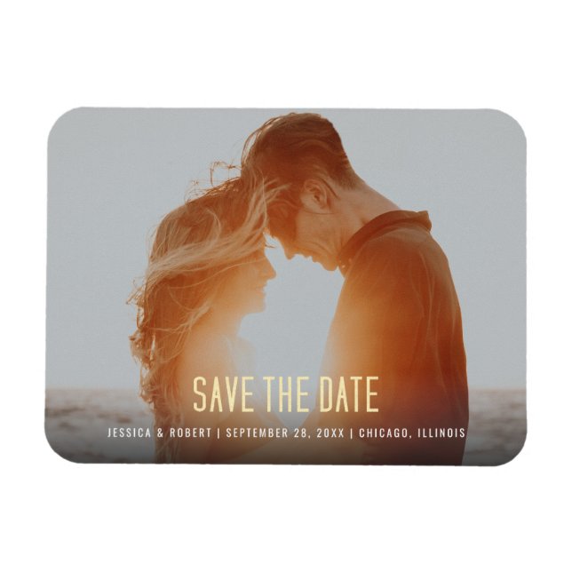 Modernes Typografie-Foto Save the Date einfach Magnet (Horizontal)