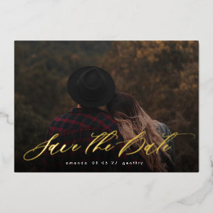 Modernes Typografie-Foto Save the Date Folieneinladung