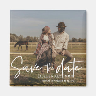 Modernes Typografie-Foto Save the Date Magnet