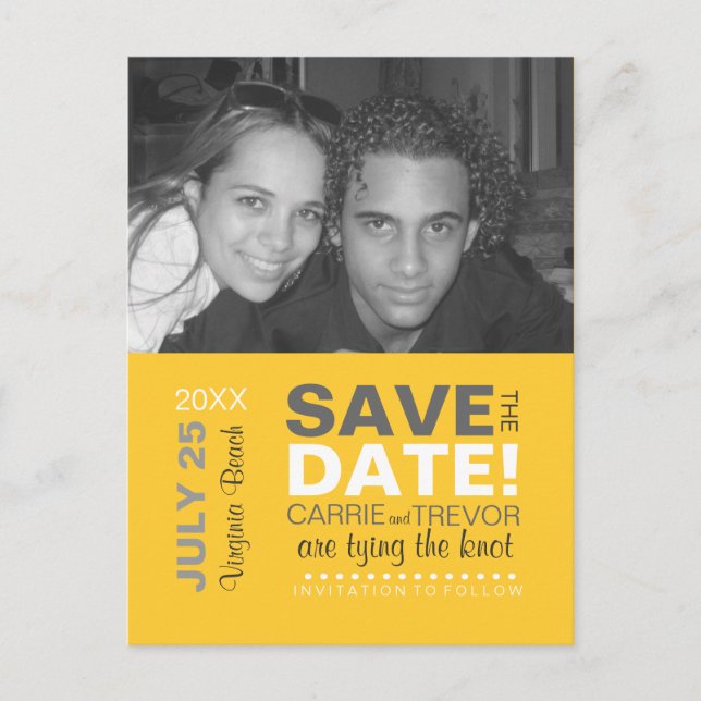 Modernes Typografie-Foto Save the Date Postkarte (Vorderseite)