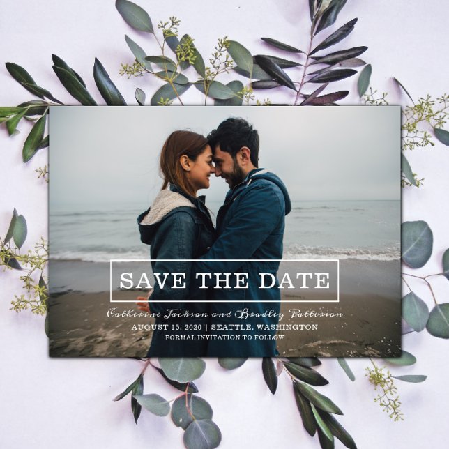 Modernes Typografie-Foto Save the Date | weiß (Modern Typography Photo Save the Date - White)
