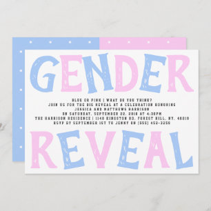 Modernes Typografie Gender Reveal Party! Babyparty Einladung