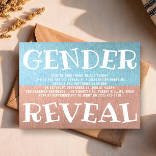Modernes Typografie Gender Reveal Party! Babyparty Einladung