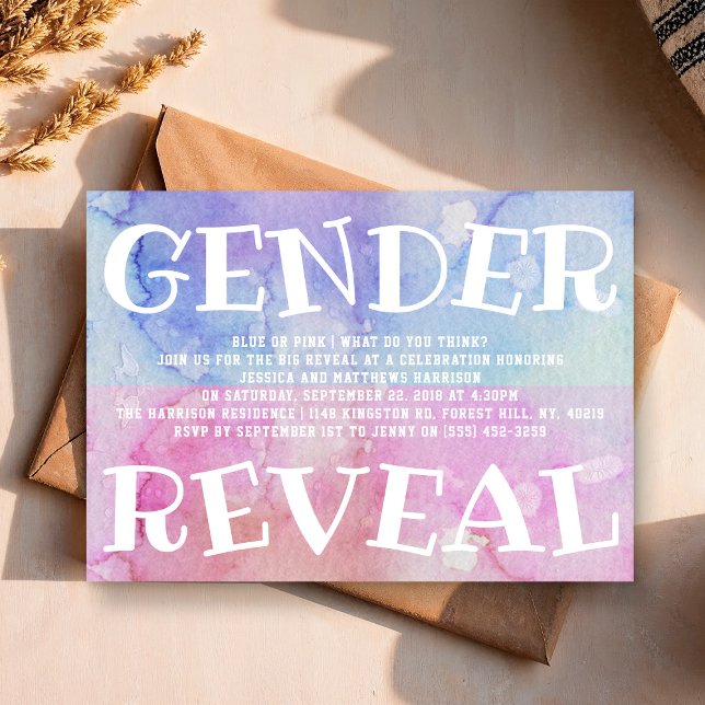 Modernes Typografie Gender Reveal Party! Babyparty Einladung (Von Creator hochgeladen)