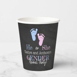 Modernes Typografie Gender Reveal Party! Babyparty Pappbecher