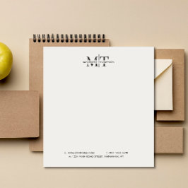 Modernes Typografie Monogram Schwarz-weiß Business Notizblock