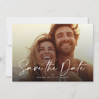 Modernes Typografie-Overlay-Foto Save The Date