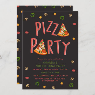Modernes Typografie Pizza Slices Kindergeburtstag  Einladung