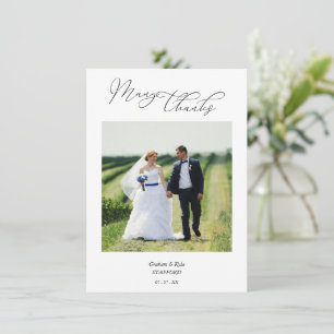 Modernes Typografie Script-Foto Newlyweds Dankeskarte