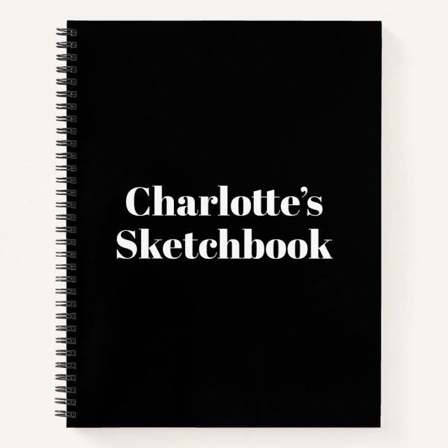 Modernes Typografie-Skizzenbuch für schwarzen indi Notizbuch (Vorderseite)