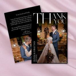 Modernes Typografie-White-Overlay-Foto Hochzeitssc Dankeskarte