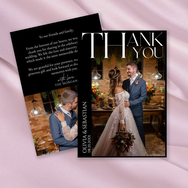 Modernes Typografie-White-Overlay-Foto Hochzeitssc Dankeskarte (Von Creator hochgeladen)
