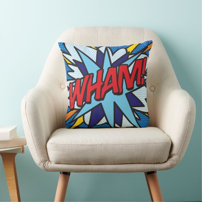 Modernes, typografisches Comic-Buch Kissen (Trendy Modern Typographic Comic Book Throw Pillow)
