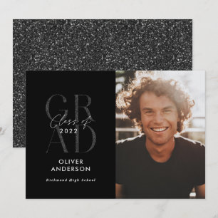 Modernes typografisches Foto Abschluss Schwarzer G Einladung