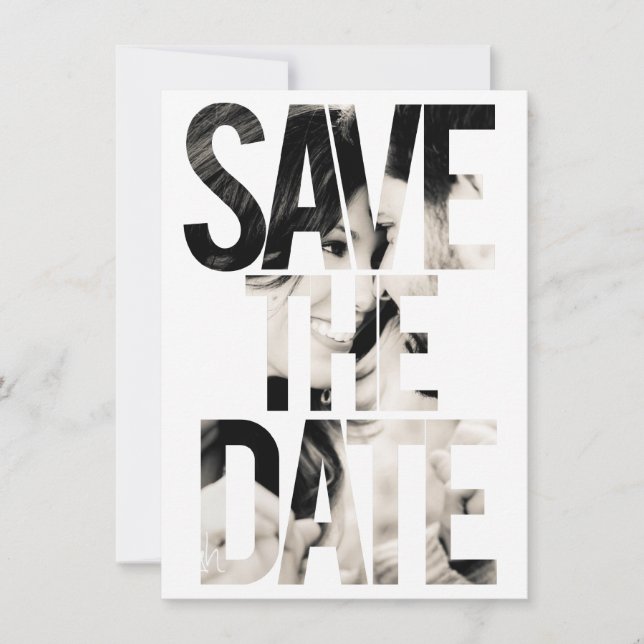 MODERNES TYPOGRAFISCHES FOTO SAVE THE DATE EINLADUNG (Vorderseite)