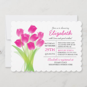 Modernes typografisches Pink Tulip Brautparty Einladung