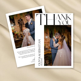 Modernes Typografy Wedding Foto Dankeskarte