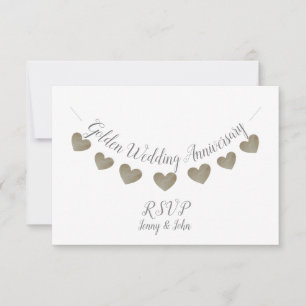 Modernes UAWG 50. weißes goldenes Hochzeitstag RSVP Karte