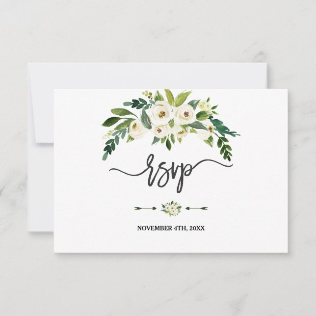 Modernes UAWG für die Blumenhandschrift RSVP Karte (Vorderseite)