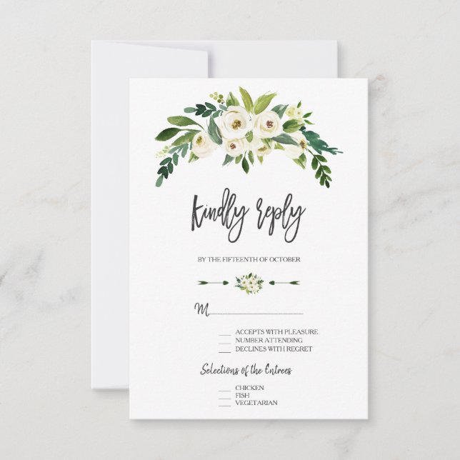 Modernes UAWG für die Blumenhandschrift RSVP Karte (Vorderseite)