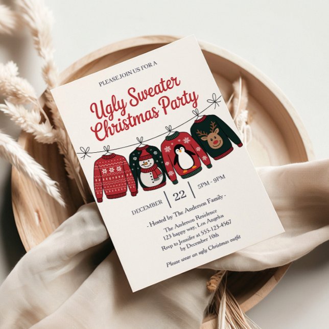 Modernes Ugly Sweater Weihnachts-Party Einladung (Von Creator hochgeladen)