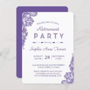 Modernes Ultra-Violet Lace Retirement Party laden  Einladung