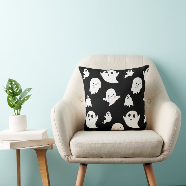 Modernes und adorable Ghosts Black Halloween Kissen (Stuhl )