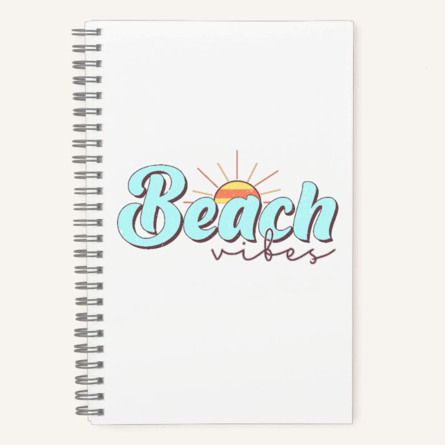Modernes und einfaches Beach Vibes White Sketchboo Notizbuch (Vorderseite)