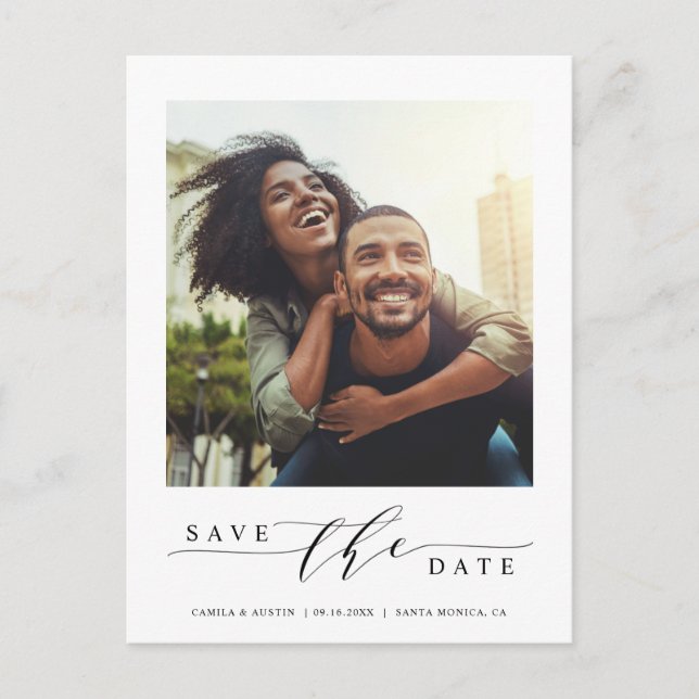 Modernes und einfaches Foto Save the Date Postkarte (Vorderseite)