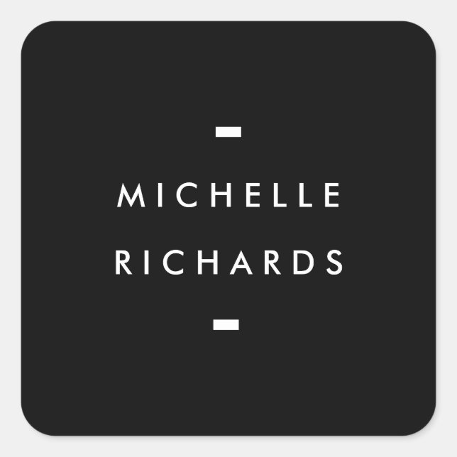 Modernes und einfaches Schwarz Quadratischer Aufkleber (Vorderseite)