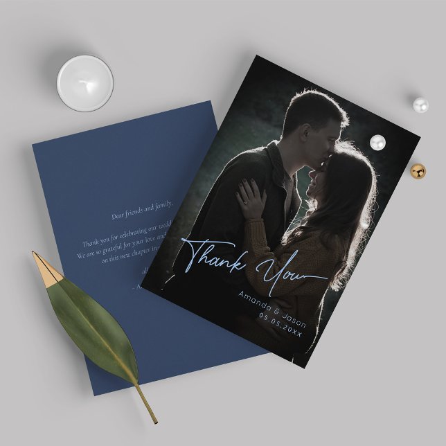 Modernes und einfaches Script Foto Hochzeit Vielen Dankeskarte (Von Creator hochgeladen)