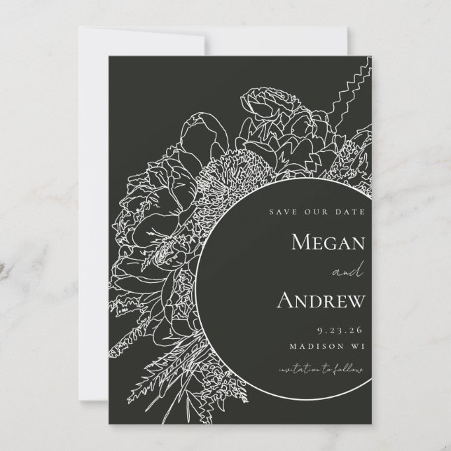 Modernes und elegantes Blumengesteck Save the Date Einladung (Vorderseite)