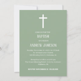Modernes und elegantes Christliches Kreuz | Taufe Einladung