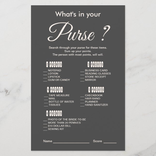 Modernes und elegantes Dunkelgrau-Brautparty-Spiel (Rückseite)