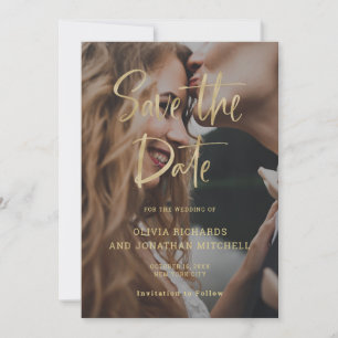 Modernes und elegantes Gold Custom Foto Wedding Save The Date
