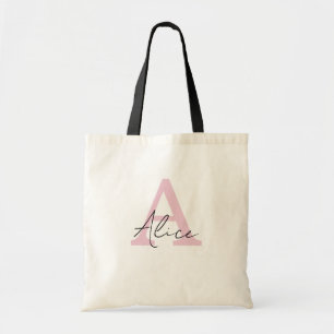 Modernes und elegantes rosa Personalisiertes Monog Tragetasche
