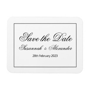 Modernes und elegantes Schwarz-Weiß-Save the Date Magnet