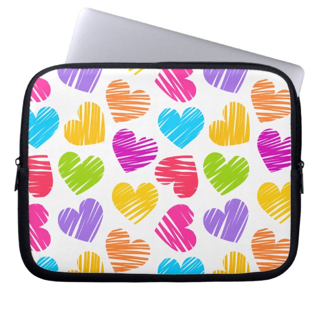 Modernes und Girly Vibranly Vidled Herts Pattern Laptopschutzhülle (Vorderseite)