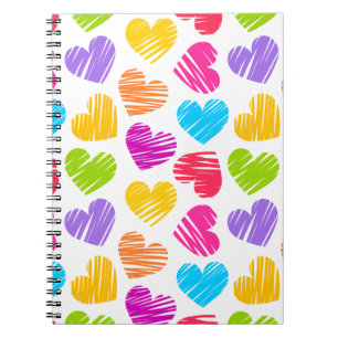 Modernes und Girly Vibranly Vidled Herts Pattern Notizblock