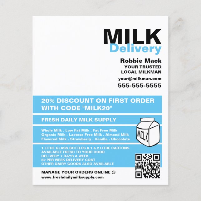 Modernes und kühnes Design, Lieferung von Milkman/ Flyer (Vorne)