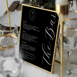 Modernes und minimales Bar Menu-Skript Monogram Bl Poster