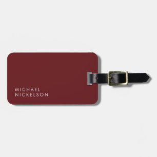Modernes und minimales Burgund   Name hinzufügen Gepäckanhänger