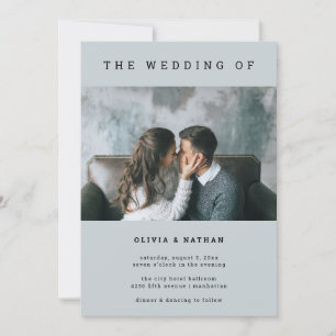 Modernes und minimales Grau   Hochzeit eines Fotos Einladung
